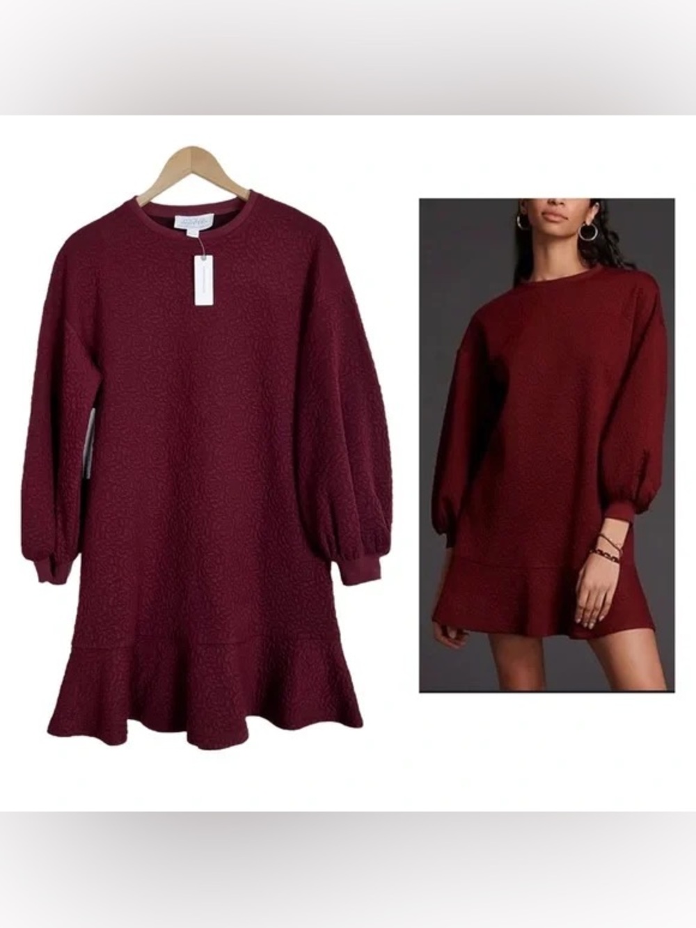 Anthro Long Sleeve Rosette Dress